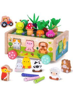 Montessori Wooden Shape Sorting Toys for Toddlers 1-3 Years - Educational Fine